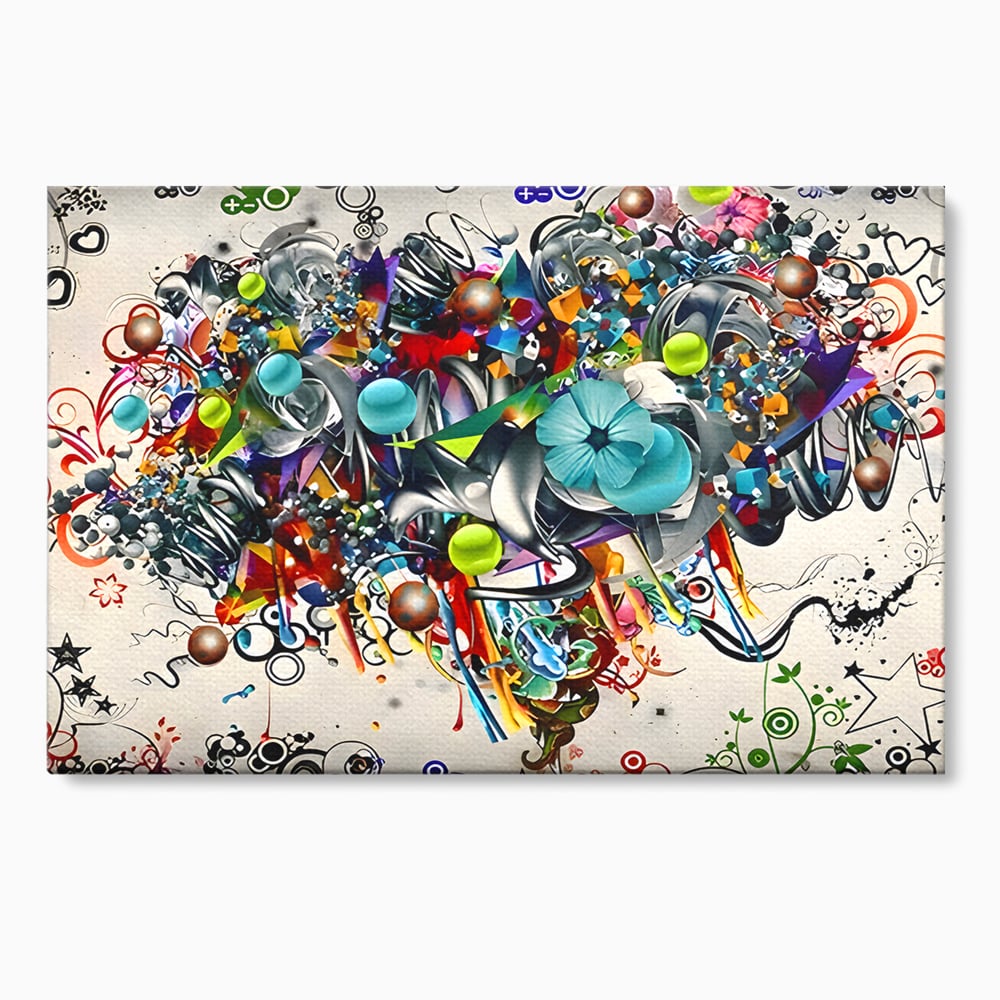 Tablou canvas cu tablou canvas cu compozitie abstracta, fara rama, pe sasiu de lemn